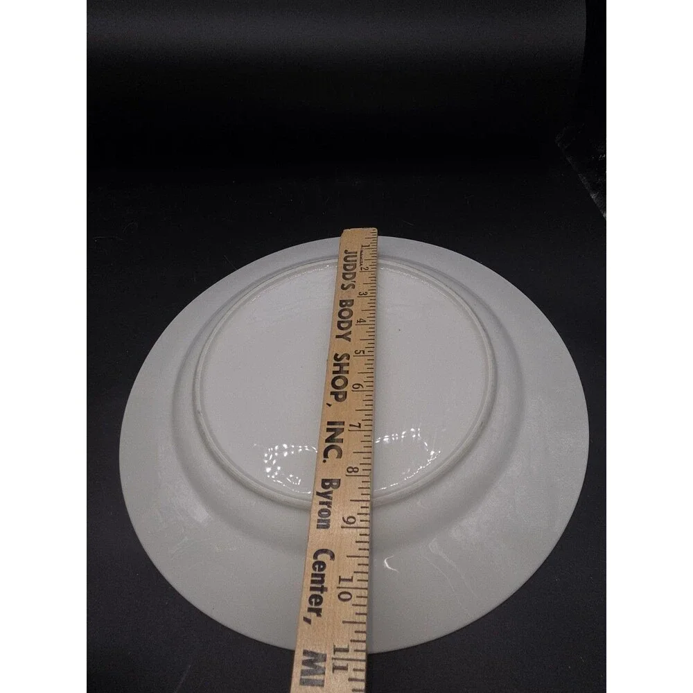 Crate & Barrel Raspberry & Holly Large Round Serving Platter /Plate Gold Rim 12